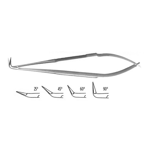 Micro Vascular Scissors, Titanium, 7" (17.5 Cm), Extra Delicate, Round Handle, Angled 25 Degrees